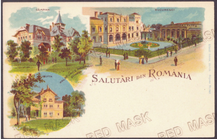 296 - BUCURESTI, Buftea, Campina, Palatul Stirbei, Litho - old postcard - unused