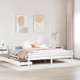 VidaXL Cadru de pat fără saltea, alb, 180x200 cm, lemn masiv pin