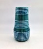Vaza din ceramica glazurata albastru turcoaz alb Pop Art design 1980s SCHEURICH Germania 25 cm inaltime 529 / 25 Fat lava MCM WGP