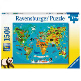 PUZZLE HARTA LUMII CU ANIMALE, 150 PIESE, Ravensburger