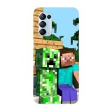 Husa compatibila cu Oppo Find X5, Viceversa, model Steve and Creeper Friendship, Silicon, TPU, Transparent, Carcasa