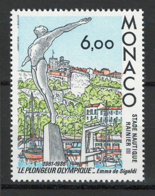 Monaco 1986 Mi 1775 MNH - 25 de ani statuia &amp;bdquo;Scafandrul Olimpic Springboard&amp;rdquo; foto