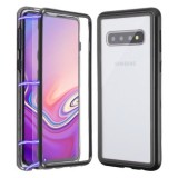 Husa Samsung Galaxy S10 Magnetica Black, cu spate de sticla securizata premium, Negru