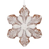 Cumpara ieftin Set 2 ornamente polirasina maro alba Fulg Zapada Craciun 9x1x10 cm