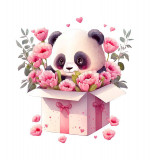 Cumpara ieftin Sticker decorativ Panda in cutie, Roz, 59 cm, 3513ST, Oem