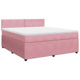 Cumpara ieftin Pat box spring cu saltea, roz, 180x200 cm, catifea