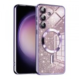 Husa MagSafe pentru Samsung Galaxy S23 FE S711, Techsuit, Luxury Glitter, Mov Deschis