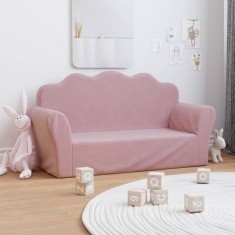 vidaXL Canapea pentru copii cu 2 locuri, roz, moale, din pluș 357051