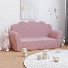 Canapea pentru copii cu 2 locuri, roz, plus moale GartenMobel Dekor