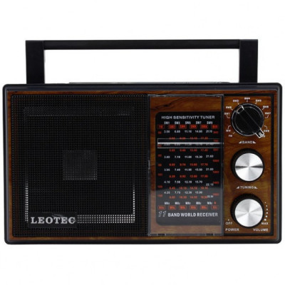 Radio portabil clasic cu 11 lungimi de unda AM/FM/ SW 1-9, Leotec LT-2015, alimentare la priza 220v foto