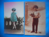 HOPCT 1816 COPII--ROMANTICA-FRANTA-LOT 2 CARTI POSTALE VECHI-CIRCULATE