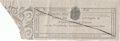 1808, cupon de dob&amp;acirc;ndă anulat (P-S801) - Regatul Westfaliei foto
