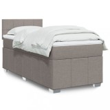 VidaXL Pat box spring cu saltea, gri taupe, 90x190 cm, textil