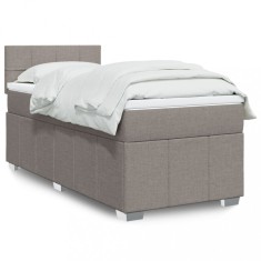 vidaXL Pat box spring cu saltea, gri taupe, 100x200 cm, textil 3286983