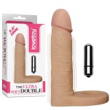 Manson prelungiror Penis The Ultra Soft Dublu, cu Glont Vibrator, 10 Viteze