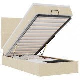 Cumpara ieftin Cadru de pat otoman cu saltea crem 90x190cm stofa
