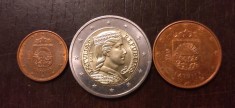 Lot 3 monede Letonia - 1, 5 Euro Cent si 2 Euro 2014