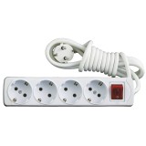 Cumpara ieftin Prelungitor, cu intrerupator si led, alb, 5 m, 4 prize