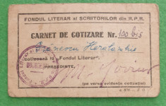 Carnet de cotizare Fondul Literar al Scriitorilor din RPR foto