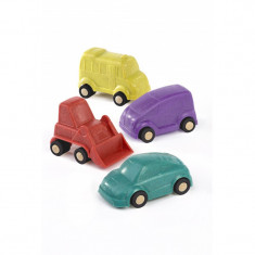 Set 4 vehicule Minimobile Miniland, 9 cm, material ecologic, 18 luni+, Multicolor