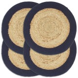 VidaXL Naproane, 4 buc., natural și bleumarin, 38 cm, iută și bumbac