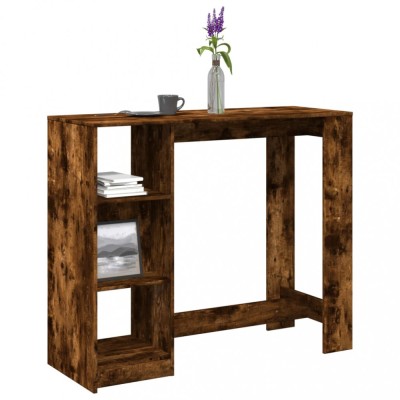 Gossi masa de bar cu raft stejar fumuriu 124x46x103,5cm lemn compozit foto