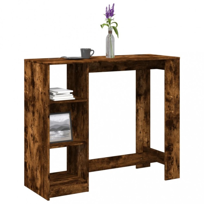 Gossi masa de bar cu raft stejar fumuriu 124x46x103,5cm lemn compozit