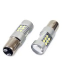 Set 2 bec led auto P21/5W (BAY15D) cu 24SMD cu lupa 12v/24v 800lm alb