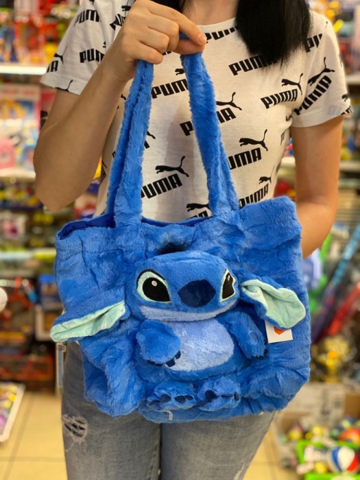 Geanta Stitch albastra din plus pentru umar