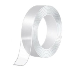 Banda dublu adeziva pentru uz casnic, reutilizabila, lungime 5 m, latime 3 cm, transparenta