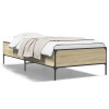VidaXL Cadru de pat, stejar sonoma, 75x190 cm, lemn prelucrat și metal