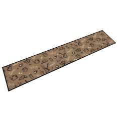 vidaXL Covor de bucătărie lavabil Morning, maro, 60x300 cm, catifea 4005589
