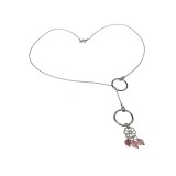 Colier argint asimetric Flower cu turmalina roz