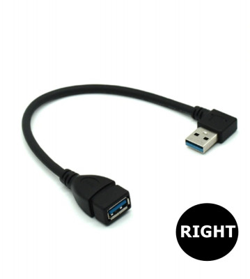 Adaptor cablu prelungitor USB 3.0 Tata-Mama la 90 de grade 20 cm-Tip Dreapta foto