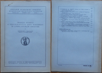 Gh. I. Bratianu, Traditia istorica a descalecatului tarii Romanesti, 1942 foto