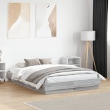 Cumpara ieftin Cadru de pat, gri sonoma, 135x190 cm, lemn prelucrat