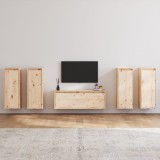 Comode TV, 5 buc., lemn masiv de pin