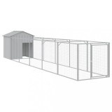 Cumpara ieftin Casa caine &amp; acoperis gri deschis 117x609x123cm otel galvanizat