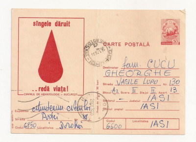 RF27 -Carte Postala- Centrul de hematologie, Bucuresti, circulata 1976 foto