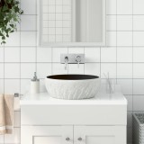 VidaXL Lavoar de blat, negru și gri, rotund, &Phi;41x14 cm, ceramică