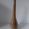 Vaza ceramica gresie, vintage, inaltima cu gat subtime, glazurata maro-crem 36cm