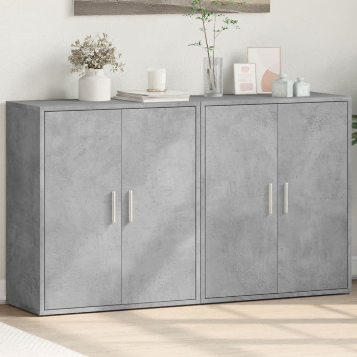 Gossi dulapuri, 2 buc., gri beton, 60x31x70 cm, lemn prelucrat