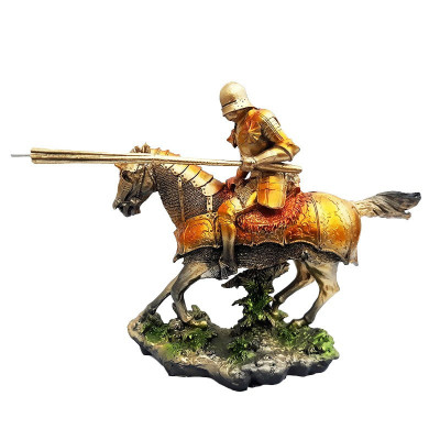 Statueta decorativa, Cavaler cu cal pentru turnir, Auriu, 27 cm, 1603G foto