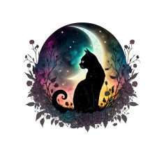 Sticker decorativ Pisica Noptii, Multicolor, 52 cm, 5515ST foto
