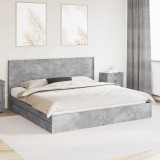 vidaXL Cadru de pat cu depozitare și tăblie Gri Beton 200 x 200 cm 3413998