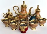 Serviciu vintage de cafea sau ceai, din porțelan cu finisaj auriu, set de 11 piese baroc (Rococo)