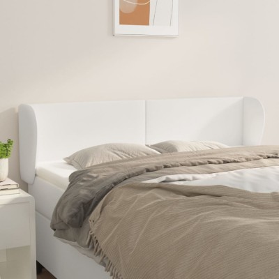 vidaXL Tăblie de pat cu aripioare, alb, 147x23x78/88cm piele ecologică 3116955 foto