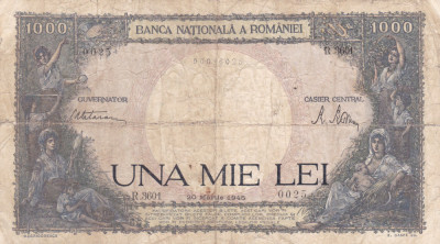 BANCNOTA 1000 LEI 1945 Seria R 3601 foto