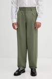 BOSS pantaloni din l&acirc;nă culoarea verde, drept, 50546294