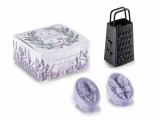 Cumpara ieftin Set 2 flori ceara parfumata, razatoare in cutie cadou, aroma Lavanda 8.5 x 8,5 x 4 H